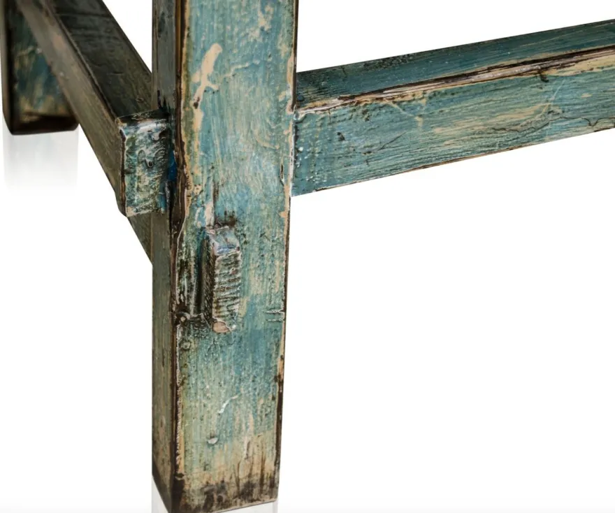 Casa Padrino Landhausstil Couchtisch aus Kiefernholz im Antik Stil Blau 140 x 54 x H. 43 cm