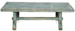 Casa Padrino Landhausstil Couchtisch aus Kiefernholz im Antik Stil Blau 140 x 54 x H. 43 cm