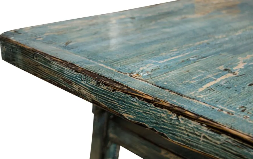 Casa Padrino Landhausstil Couchtisch aus Kiefernholz im Antik Stil Blau 140 x 54 x H. 43 cm