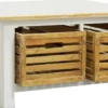 Casa Padrino Landhausstil Couchtisch quadratisch Weiß / Naturfarben 90 x 90 x H. 47 cm mit 2 Holzkörben