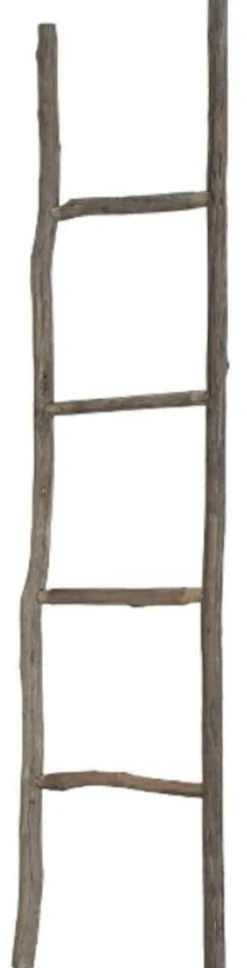 Casa Padrino Landhausstil Deko Holzleiter Naturfarben 37 x 4 x H. 160 cm - Handgefertigte Leiter mit 4 Sprossen