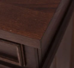 Casa Padrino Landhausstil Doppel Waschbeckenschrank mit 2 Keramik Waschbecken Dunkelbraun / Weiß 150 x 51 x H. 91 cm - Massivholz Badezimmer Möbel im Landhausstil - Landhausstil Möbel