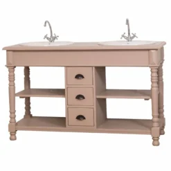 Casa Padrino Landhausstil Doppel Waschtisch mit 2 Waschbecken Hellbraun 150 cm