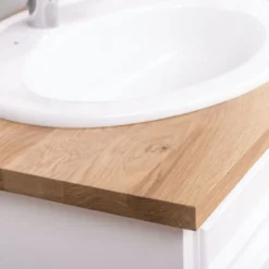 Casa Padrino Landhausstil Doppel Waschbeckenschrank Weiß / Naturfarben 150 cm