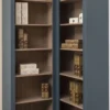 Casa Padrino Landhausstil Eckschrank Blau / Beige 102 x 102 x H. 210 cm - Massivholz Bücherschrank - Landhausstil Wohnzimmer Möbel