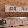 Casa Padrino Landhausstil Einbauküche Naturfarben 387 x 65 x H. 90 cm - Massivholz Küchenzeile - Esszimmer Möbel im Landhausstil - Landhausstil Massivholz Einbauküchen