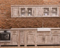 Casa Padrino Landhausstil Einbauküche Naturfarben 387 x 65 x H. 90 cm - Massivholz Küchenzeile - Esszimmer Möbel im Landhausstil - Landhausstil Massivholz Einbauküchen