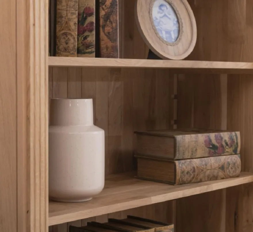 Casa Padrino Landhausstil Eichenholz Schrank Naturfarben 223 x 51 x H. 228 cm - Landhausstil Massivholz Möbel