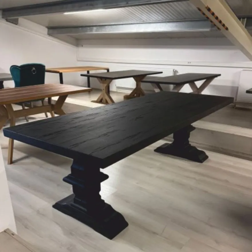 Casa Padrino Landhausstil Esstisch Schwarz 240 cm - Rustikale Esszimmer Möbel