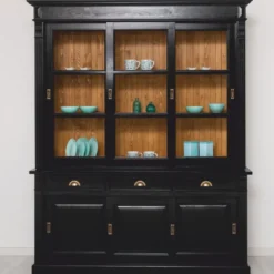 Casa Padrino Landhausstil Esszimmer Schrank Schwarz / Braun 180 x 51 x H. 220 cm