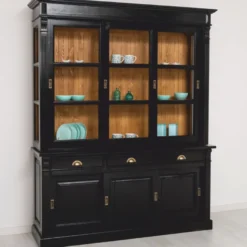 Casa Padrino Landhausstil Esszimmer Schrank Schwarz / Braun 180 x 51 x H. 220 cm