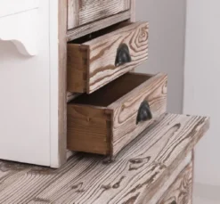 Casa Padrino Landhausstil Esszimmerschrank Braun / Weiß 180 x 50 x H. 197 cm - Massivholz Küchenschrank - Esszimmermöbel im Landhausstil - Landhausstil Esszimmer Einrichtung