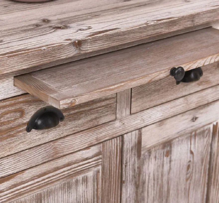 Casa Padrino Landhausstil Esszimmerschrank Braun / Weiß 180 x 50 x H. 197 cm - Massivholz Küchenschrank - Esszimmermöbel im Landhausstil - Landhausstil Esszimmer Einrichtung