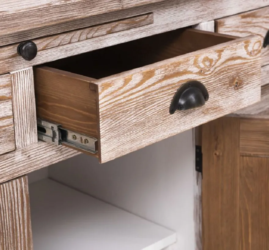 Casa Padrino Landhausstil Esszimmerschrank Braun / Weiß 180 x 50 x H. 197 cm - Massivholz Küchenschrank - Esszimmermöbel im Landhausstil - Landhausstil Esszimmer Einrichtung