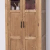 Casa Padrino Landhausstil Esszimmerschrank Naturfarben / Rot 96 x 65 x H. 220 cm - Massivholz Küchenschrank mit 2 Türen - Esszimmer Möbel im Landhausstil - Landhausstil Esszimmer Einrichtung