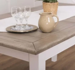 Casa Padrino Landhausstil Esstisch Braun / Weiß 160-200 x 90 x H. 78 cm - Massivholz Küchentisch mit ausziehbarer Eichenholz Tischplatte