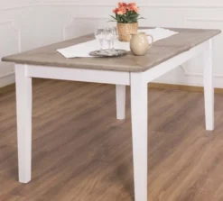 Casa Padrino Landhausstil Esstisch Braun / Weiß 160-200 x 90 x H. 78 cm - Massivholz Küchentisch mit ausziehbarer Eichenholz Tischplatte