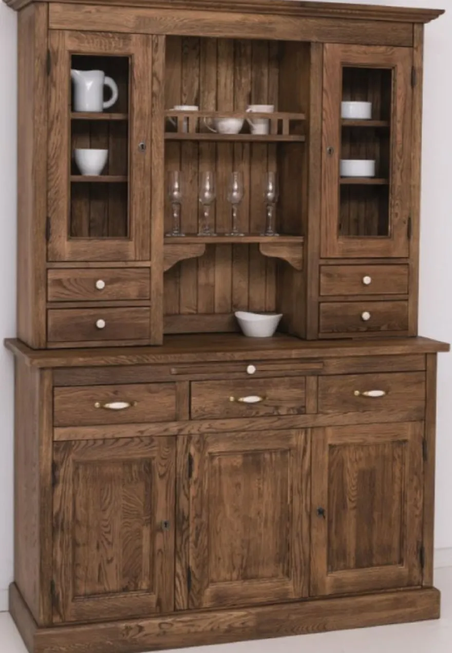 Casa Padrino Landhausstil Esszimmerschrank Dunkelbraun 137 x 50 x H. 197 cm - Massivholz Küchenschrank - Esszimmer Möbel im Landhausstil - Landhausstil Esszimmer Einrichtung