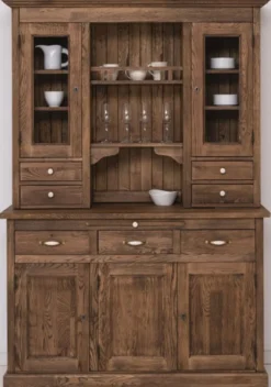 Casa Padrino Landhausstil Esszimmerschrank Dunkelbraun 137 x 50 x H. 197 cm - Massivholz Küchenschrank - Esszimmer Möbel im Landhausstil - Landhausstil Esszimmer Einrichtung