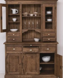 Casa Padrino Landhausstil Esszimmerschrank Dunkelbraun 137 x 50 x H. 197 cm - Massivholz Küchenschrank - Esszimmer Möbel im Landhausstil - Landhausstil Esszimmer Einrichtung