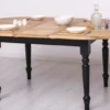 Casa Padrino Landhausstil Esstisch Naturfarben / Schwarz 160-200 x 120 x H. 78 cm - Ovaler ausziehbarer massivholz Küchentisch mit Eichenholz Tischplatte - Esszimmer Möbel im Landhausstil