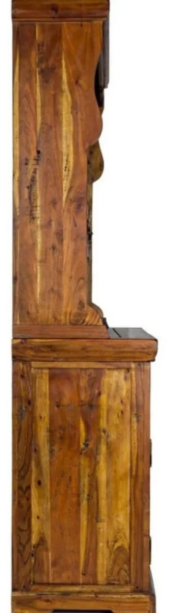 Casa Padrino Landhausstil Esszimmerschrank Braun / Naturfarben 107 x 45 x H. 190 cm - Massivholz Küchenschrank - Esszimmer Möbel im Landhausstil - Landhausstil Esszimmer Einrichtung