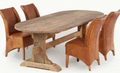 Casa Padrino Landhausstil Esstisch Naturfarben - Verschiedene Größen - Ovaler Rustikaler Massivholz Küchentisch - Rustikale Massivholz Esszimmer Möbel - Landhausstil Esszimmer Möbel