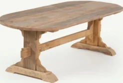 Casa Padrino Landhausstil Esstisch Naturfarben - Verschiedene Größen - Ovaler Rustikaler Massivholz Küchentisch - Rustikale Massivholz Esszimmer Möbel - Landhausstil Esszimmer Möbel