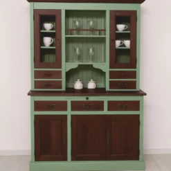 Casa Padrino Landhausstil Esszimmer Schrank Hellgrün / Dunkelbraun 138 x H. 197 cm