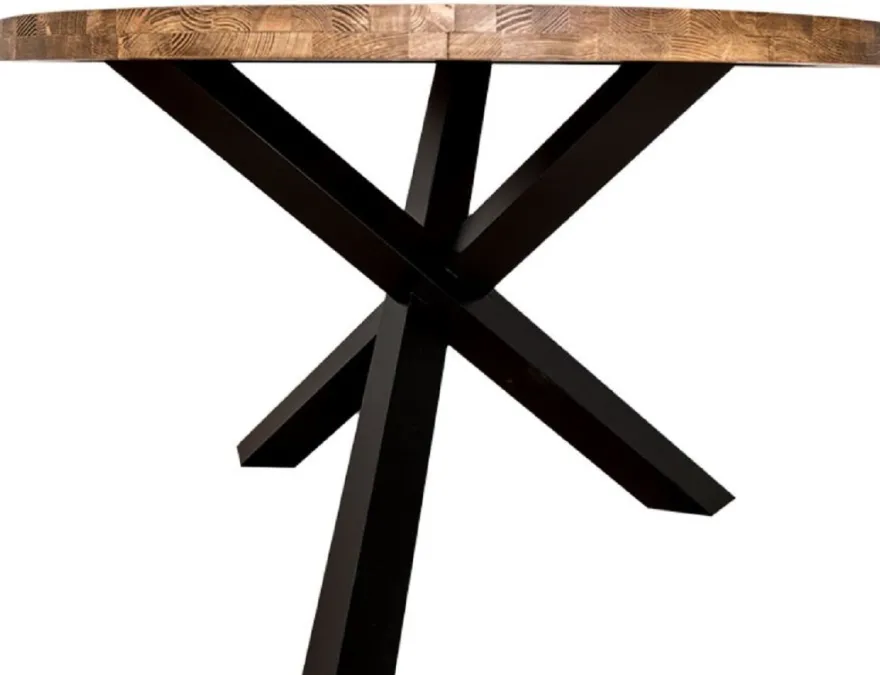 Casa Padrino Landhausstil Esstisch Braun / Schwarz Ø 130 x H. 78 cm - Runder Massivholz Küchentisch