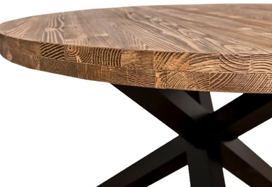 Casa Padrino Landhausstil Esstisch Braun / Schwarz Ø 130 x H. 78 cm - Runder Massivholz Küchentisch