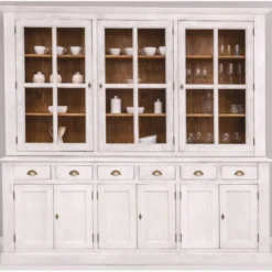 Casa Padrino Landhausstil Esszimmer Schrank Hellgrau / Braun 245 cm - Esszimmer Möbel