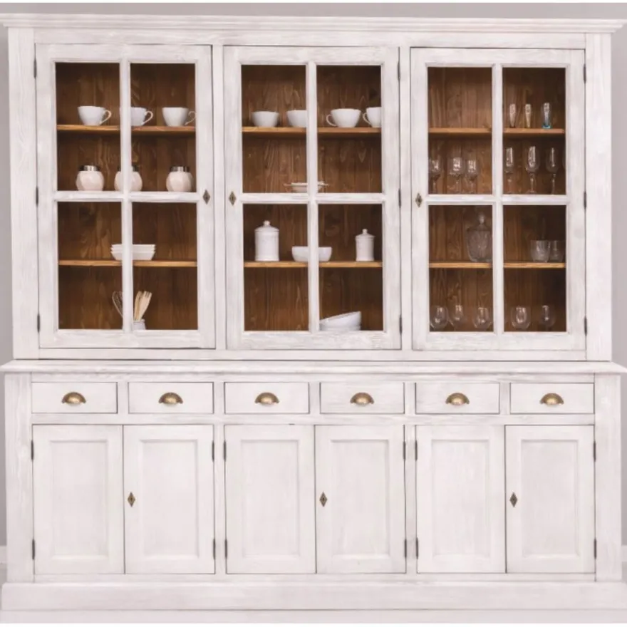 Casa Padrino Landhausstil Esszimmer Schrank Hellgrau / Braun 245 cm - Esszimmer Möbel