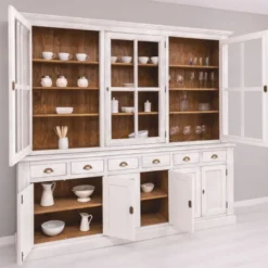 Casa Padrino Landhausstil Esszimmer Schrank Hellgrau / Braun 245 cm - Esszimmer Möbel