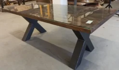 Casa Padrino Landhausstil Esstisch mit Glasplatte Braun / Schwarz 200 cm - Rustikale Esszimmer Möbel