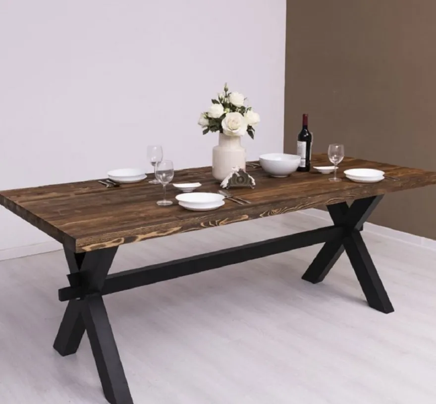 Casa Padrino Landhausstil Esstisch Dunkelbraun / Schwarz 210 x 90 x H. 78 cm - Massivholz Küchentisch - Landhausstil Esszimmer Möbel