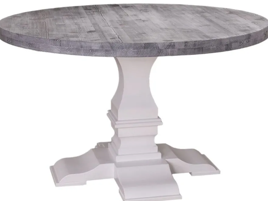 Casa Padrino Landhausstil Esstisch Rund Schwarz / Weiß Ø 130 x H. 78 cm - Massiver Esszimmertisch im edlen Landhaus-Design