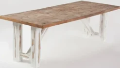 Casa Padrino Landhausstil Esstisch Naturfarben / Weiß - Verschiedene Größen - Rechteckiger Rustikaler Massivholz Küchentisch - Rustikale Esszimmer Möbel - Landhausstil Esszimmer Möbel