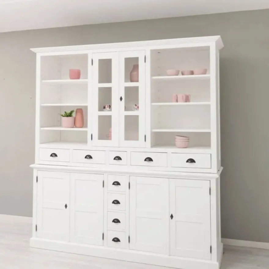 Casa Padrino Landhausstil Esszimmer Schrank Weiß 210 x H. 220 cm - Esszimmer Möbel