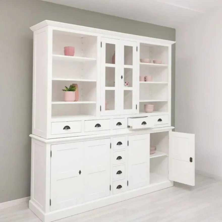Casa Padrino Landhausstil Esszimmer Schrank Weiß 210 x H. 220 cm - Esszimmer Möbel