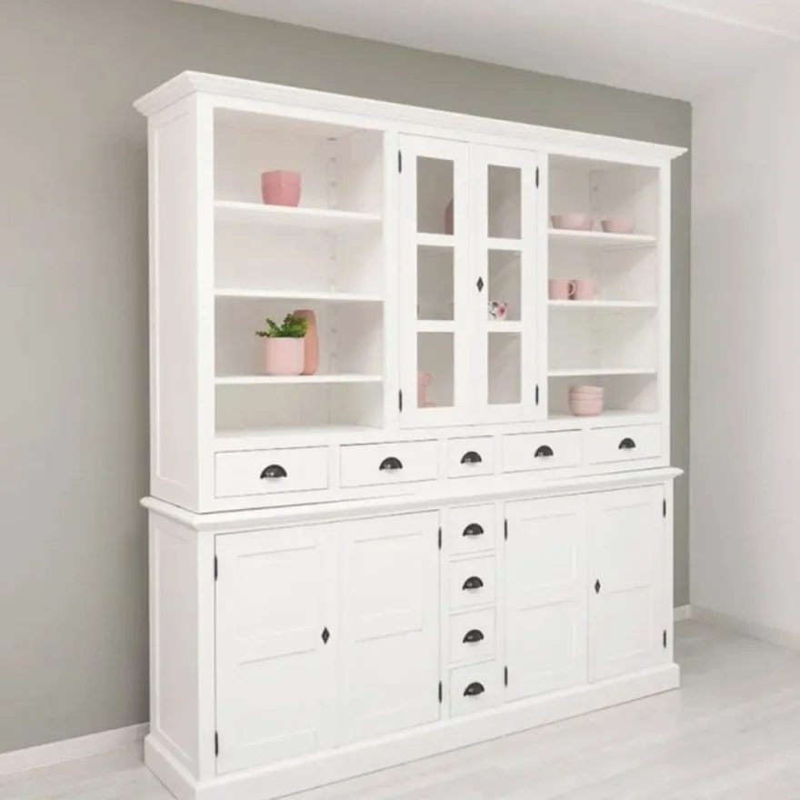 Casa Padrino Landhausstil Esszimmer Schrank Weiß 210 x H. 220 cm - Esszimmer Möbel