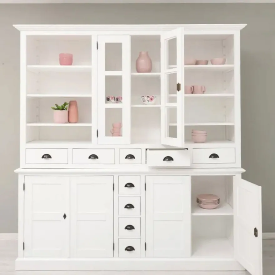 Casa Padrino Landhausstil Esszimmer Schrank Weiß 210 x H. 220 cm - Esszimmer Möbel
