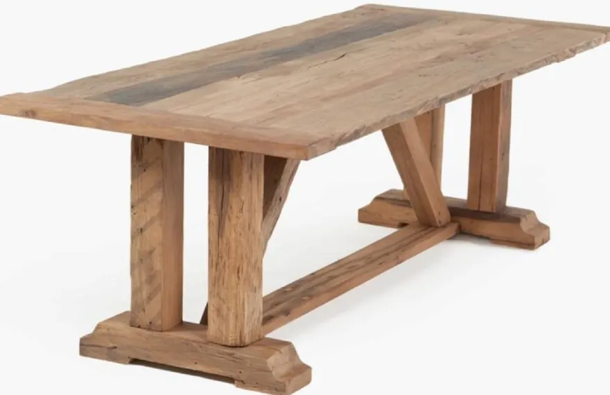 Casa Padrino Landhausstil Esstisch Naturfarben - Verschiedene Größen - Rechteckiger Rustikaler Massivholz Küchentisch - Rustikale Massivholz Esszimmer Möbel - Landhausstil Esszimmer Möbel