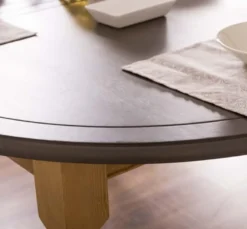 Casa Padrino Landhausstil Esstisch Grau / Hellbraun 180 x 120 x H. 78 cm - Ovaler massivholz Küchentisch mit Eichenholz Tischplatte