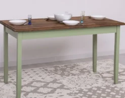 Casa Padrino Landhausstil Esstisch Dunkelbraun / Grün 140 x 70 x H. 78 cm - Massivholz Küchentisch - Landhausstil Esszimmer Möbel