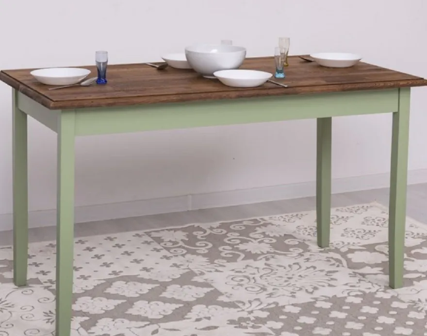 Casa Padrino Landhausstil Esstisch Dunkelbraun / Grün 140 x 70 x H. 78 cm - Massivholz Küchentisch - Landhausstil Esszimmer Möbel