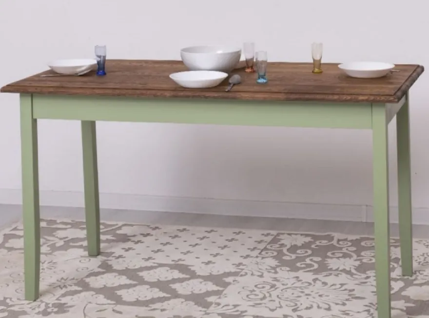 Casa Padrino Landhausstil Esstisch Dunkelbraun / Grün 140 x 70 x H. 78 cm - Massivholz Küchentisch - Landhausstil Esszimmer Möbel