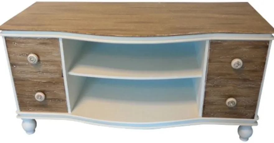 Casa Padrino Landhausstil Fernsehschrank TV-Kommode in Weiß und Braun 90 x 40 x H. 45 cm - Handgefertigter Wohnzimmer TV Schrank