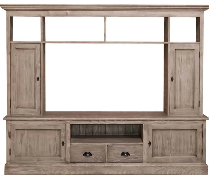 Casa Padrino Landhausstil Fernsehschrank aus massivem Kiefernholz, Naturfarben, 207 x 46 x H. 166 cm