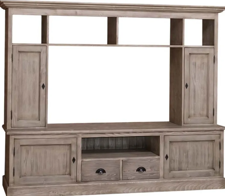 Casa Padrino Landhausstil Fernsehschrank aus massivem Kiefernholz, Naturfarben, 207 x 46 x H. 166 cm